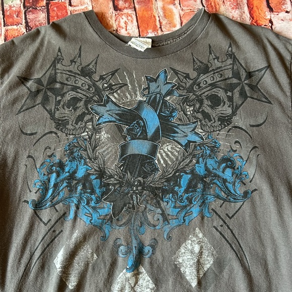 Men's Skulls Iron Cross T-Shirt Size XL - Picture 2 of 10